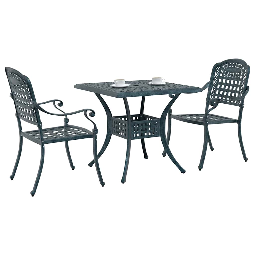 Gartentisch Set 3 pcs Grün Gussaluminium
