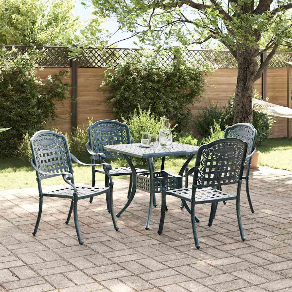 Gartentisch Set 5 pcs Grün Gussaluminium