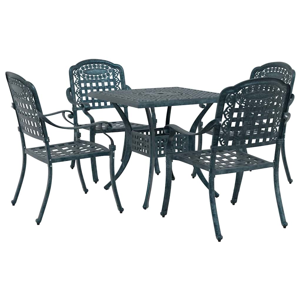 Gartentisch Set 5 pcs Grün Gussaluminium
