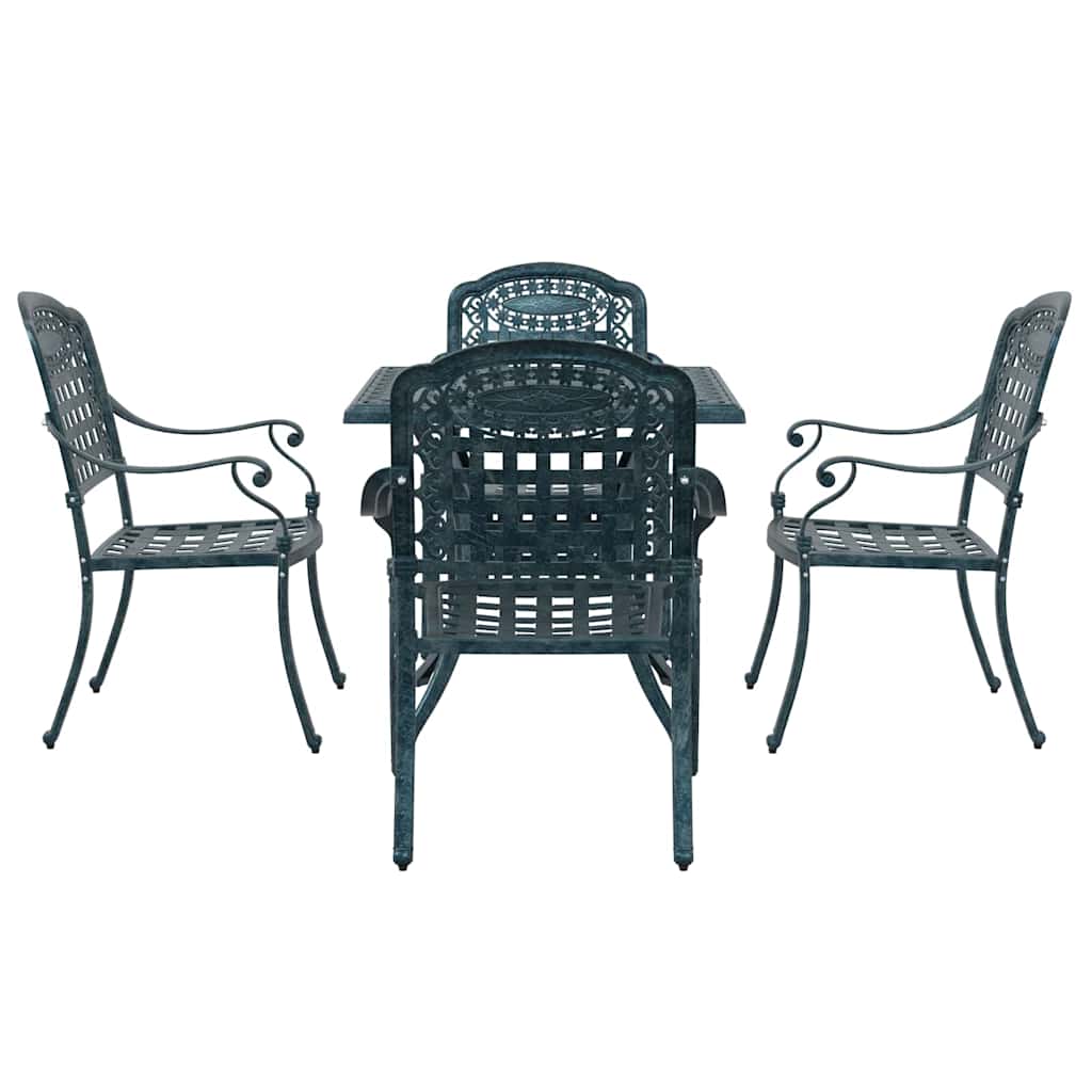 Gartentisch Set 5 pcs Grün Gussaluminium