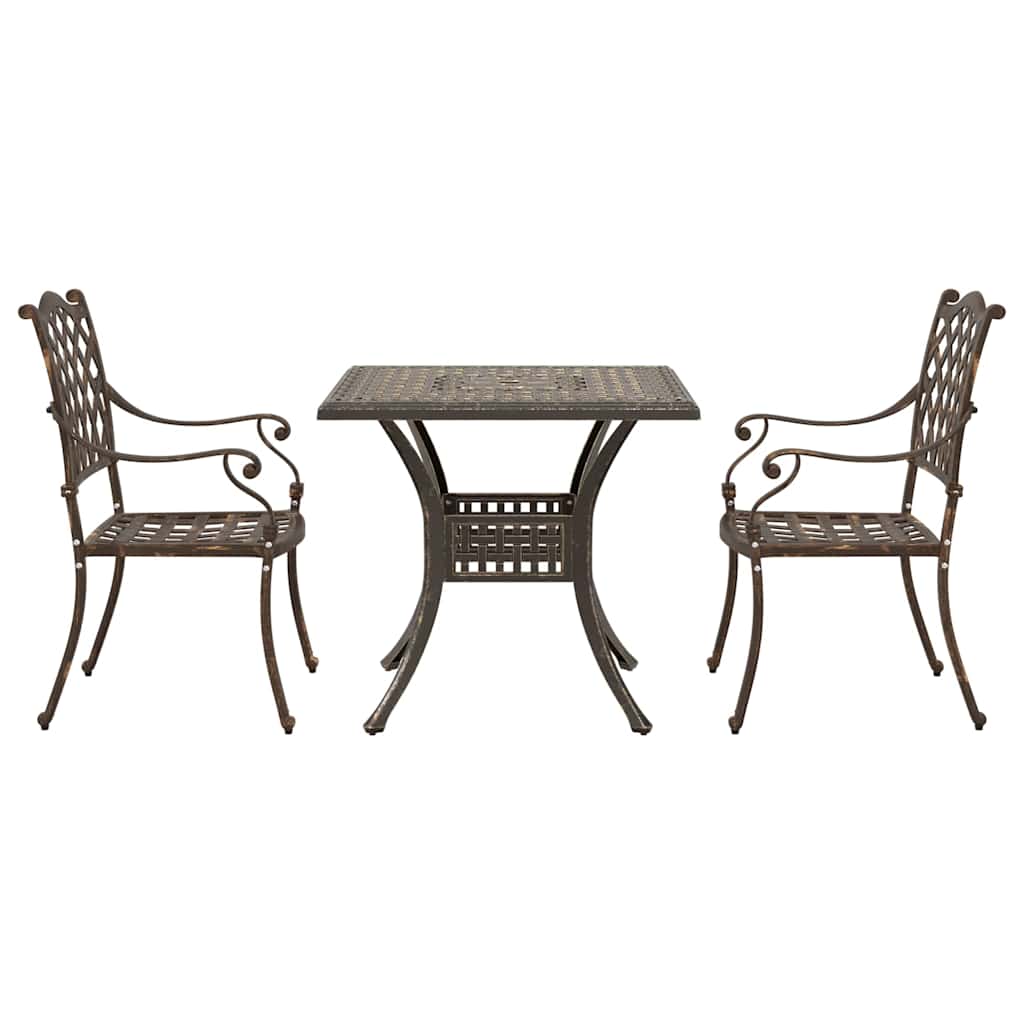 Gartentisch Set 3 pcs Bronze Gussaluminium
