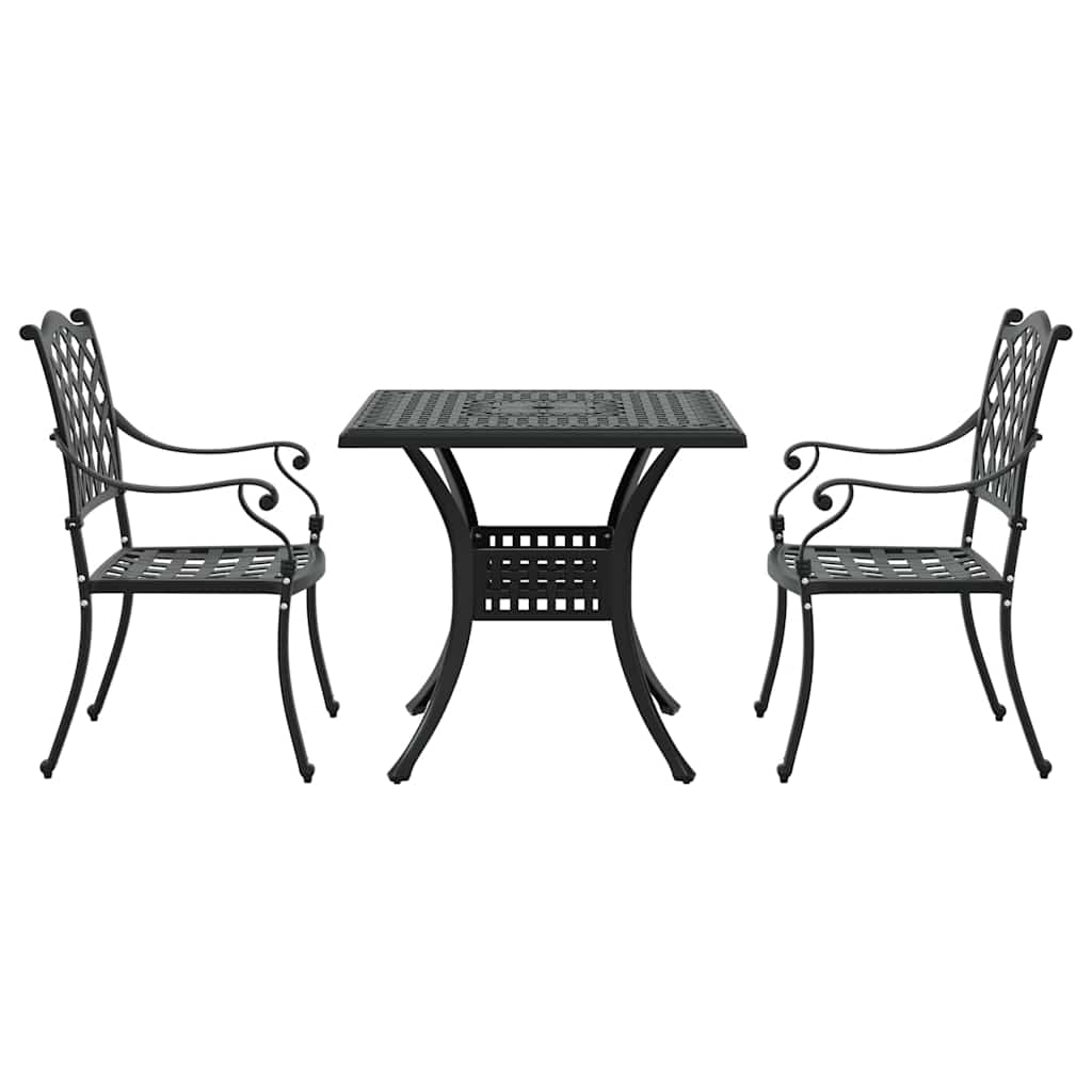 Gartentisch Set 3 pcs Schwarz Gussaluminium