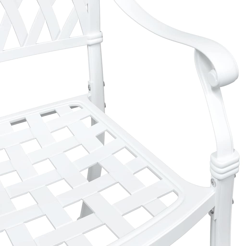 Gartentisch Set 3 pcs Weiß Gussaluminium