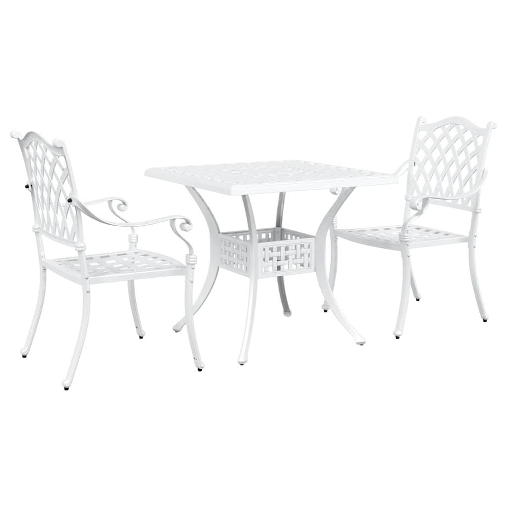 Gartentisch Set 3 pcs Weiß Gussaluminium