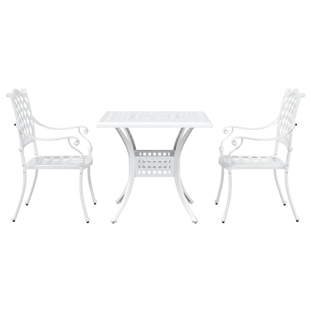 Gartentisch Set 3 pcs Weiß Gussaluminium