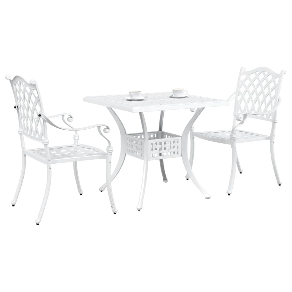 Gartentisch Set 3 pcs Weiß Gussaluminium