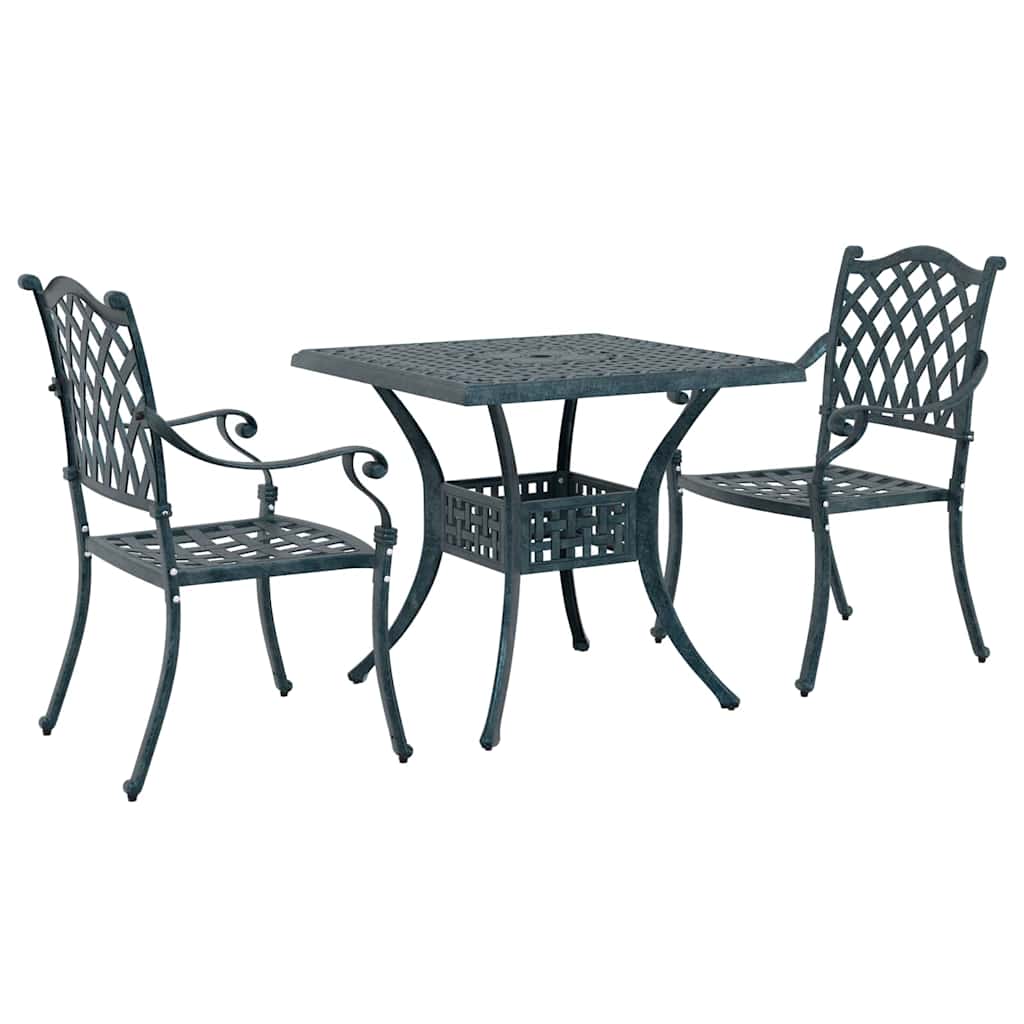 Gartentisch Set 3 pcs Grün Gussaluminium