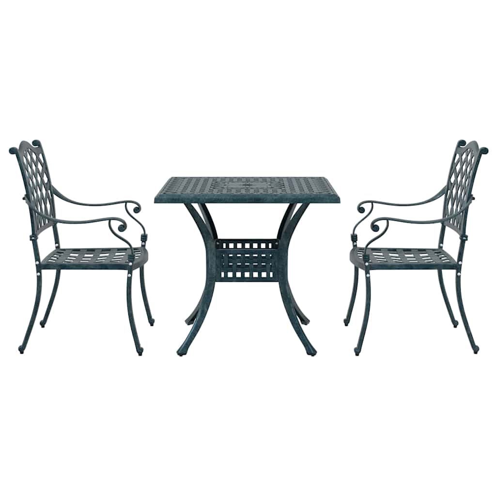 Gartentisch Set 3 pcs Grün Gussaluminium