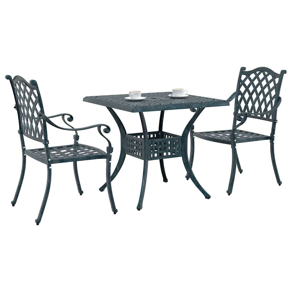 Gartentisch Set 3 pcs Grün Gussaluminium