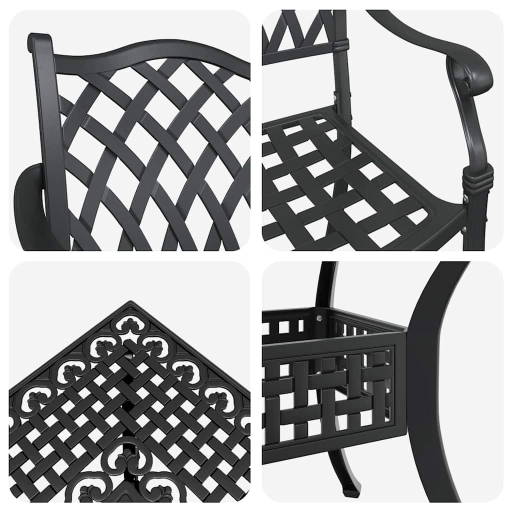 Gartentisch Set 5 pcs Schwarz Gussaluminium