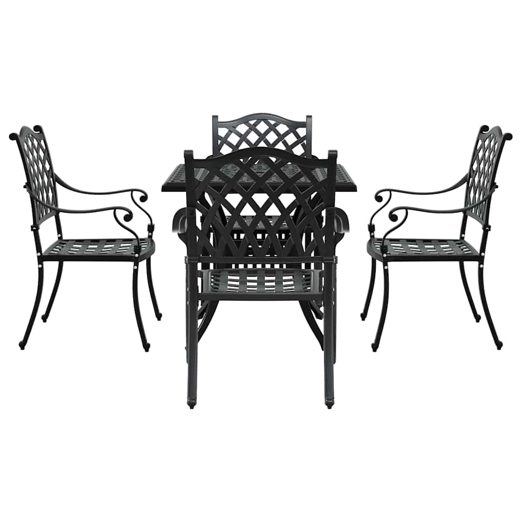 Gartentisch Set 5 pcs Schwarz Gussaluminium