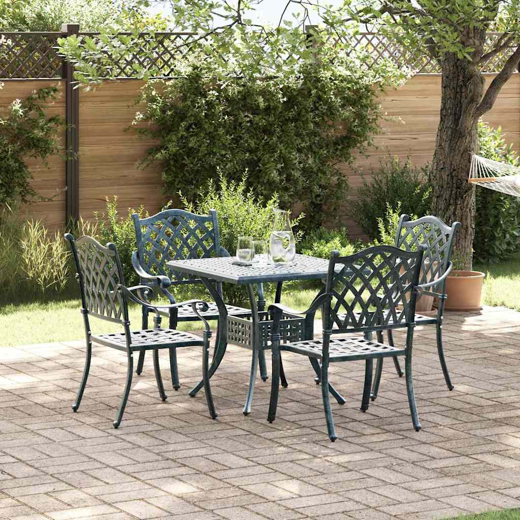 Gartentisch Set 5 pcs Grün Gussaluminium