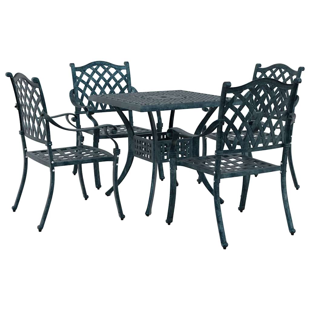 Gartentisch Set 5 pcs Grün Gussaluminium