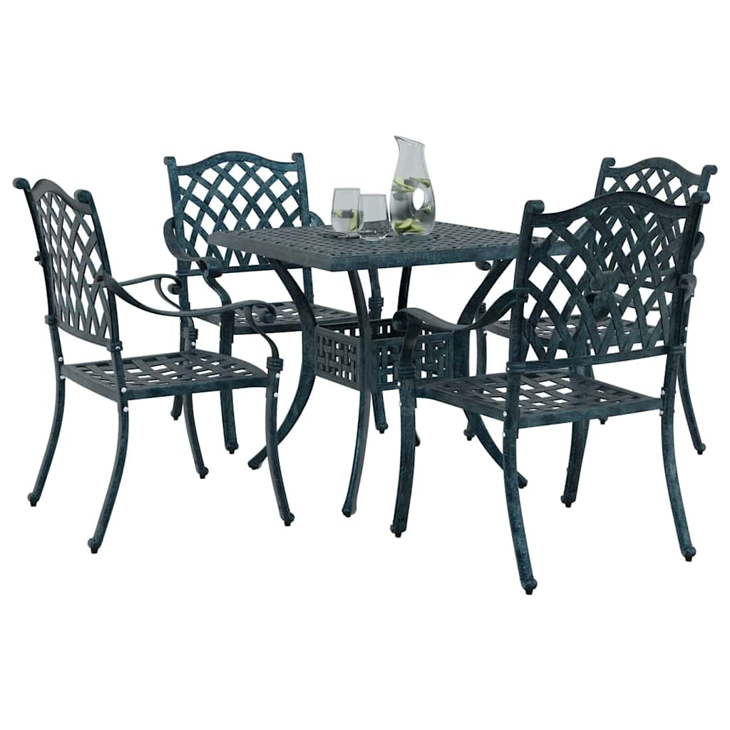 Gartentisch Set 5 pcs Grün Gussaluminium