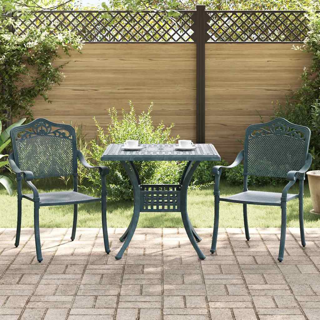 Gartentisch Set 3 pcs Grün Gussaluminium