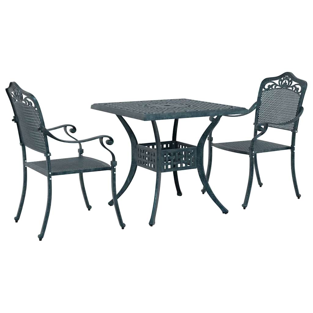 Gartentisch Set 3 pcs Grün Gussaluminium