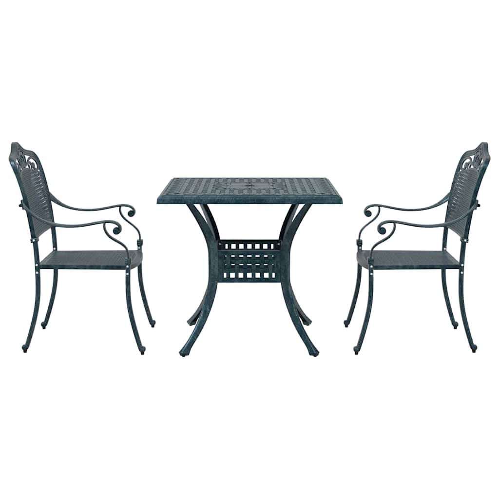 Gartentisch Set 3 pcs Grün Gussaluminium