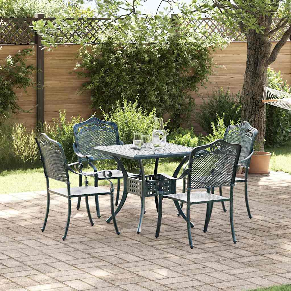 Gartentisch Set 5 pcs Grün Gussaluminium