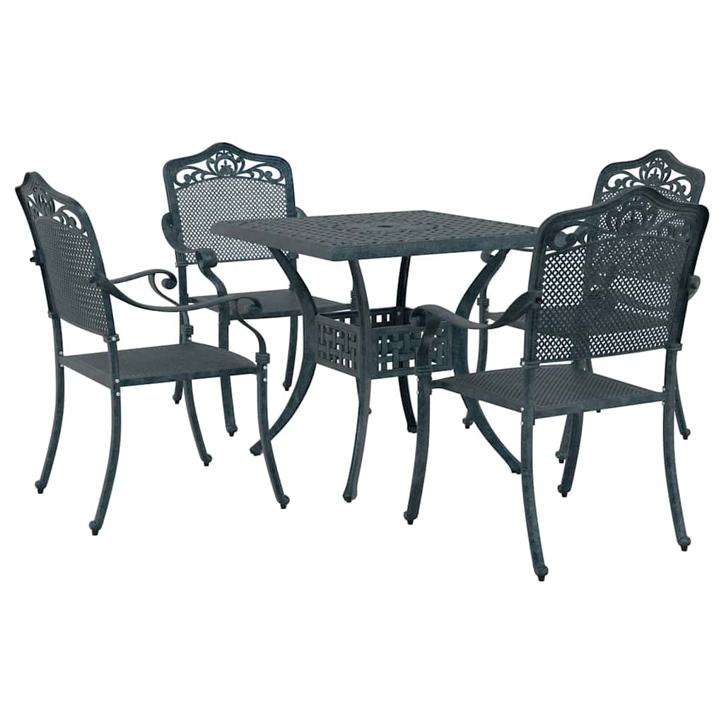 Gartentisch Set 5 pcs Grün Gussaluminium
