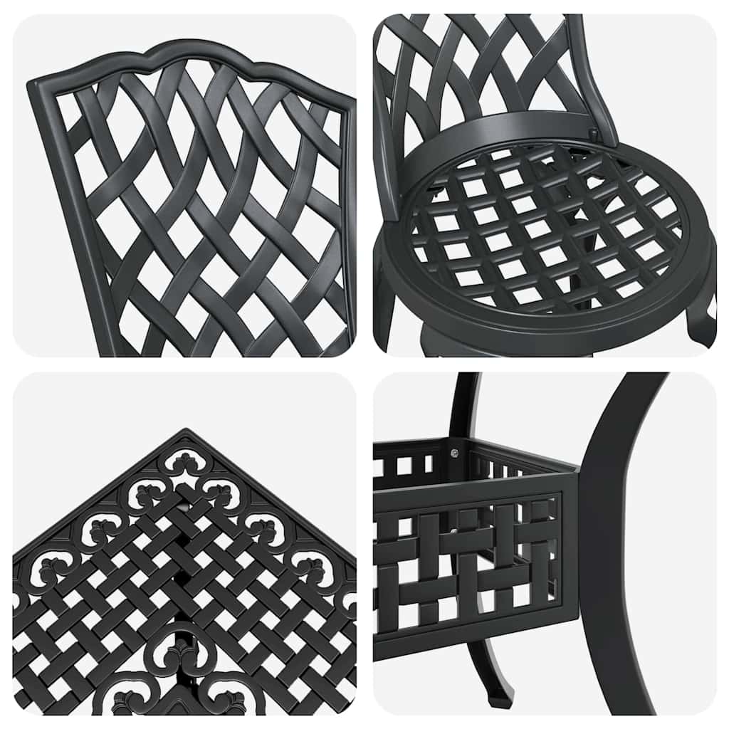 Gartentisch Set 5 pcs Schwarz Gussaluminium
