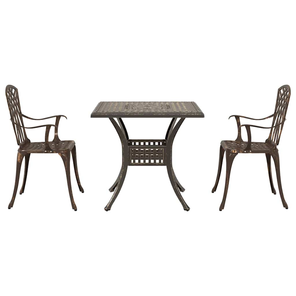 Gartentisch Set 3 pcs Bronze Gussaluminium