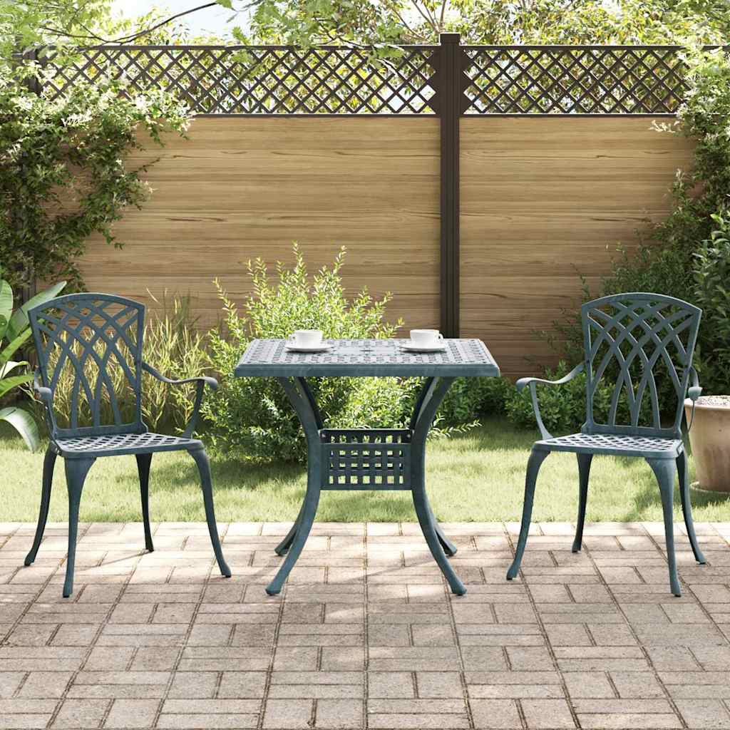 Gartentisch Set 3 pcs Grün Gussaluminium
