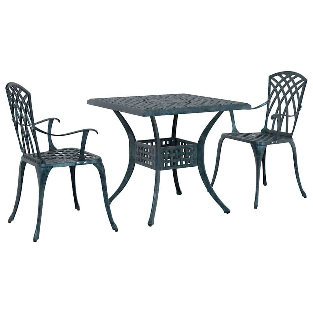 Gartentisch Set 3 pcs Grün Gussaluminium