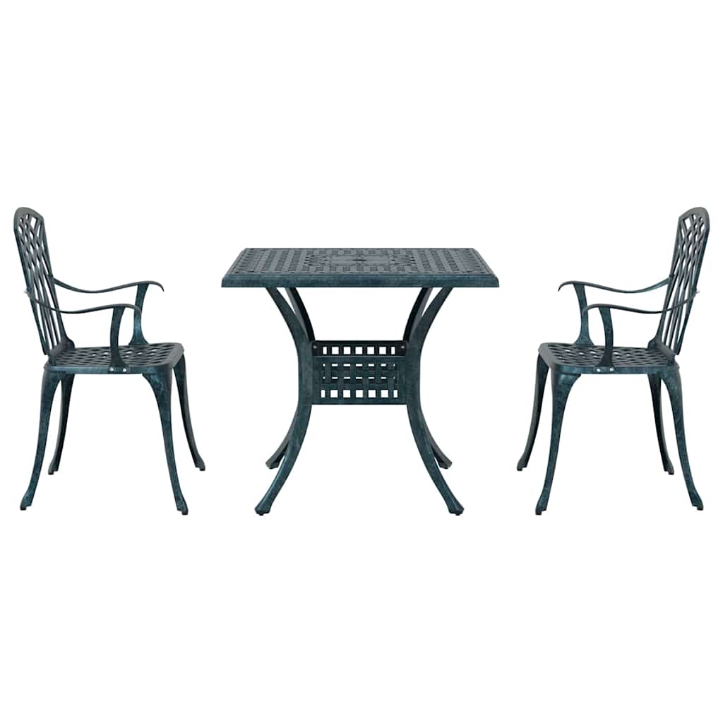 Gartentisch Set 3 pcs Grün Gussaluminium