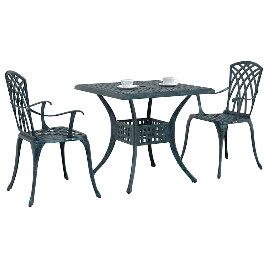 Gartentisch Set 3 pcs Grün Gussaluminium