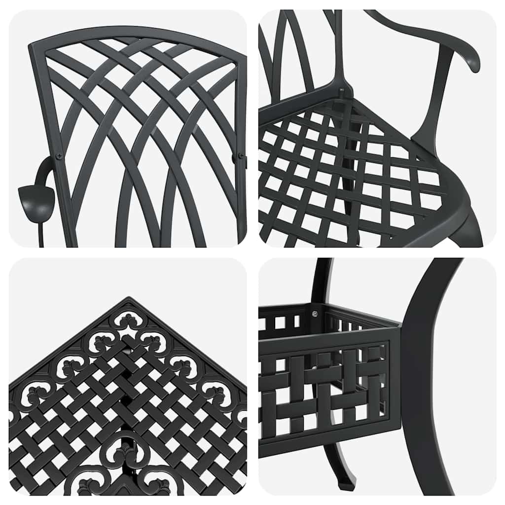 Gartentisch Set 5 pcs Schwarz Gussaluminium