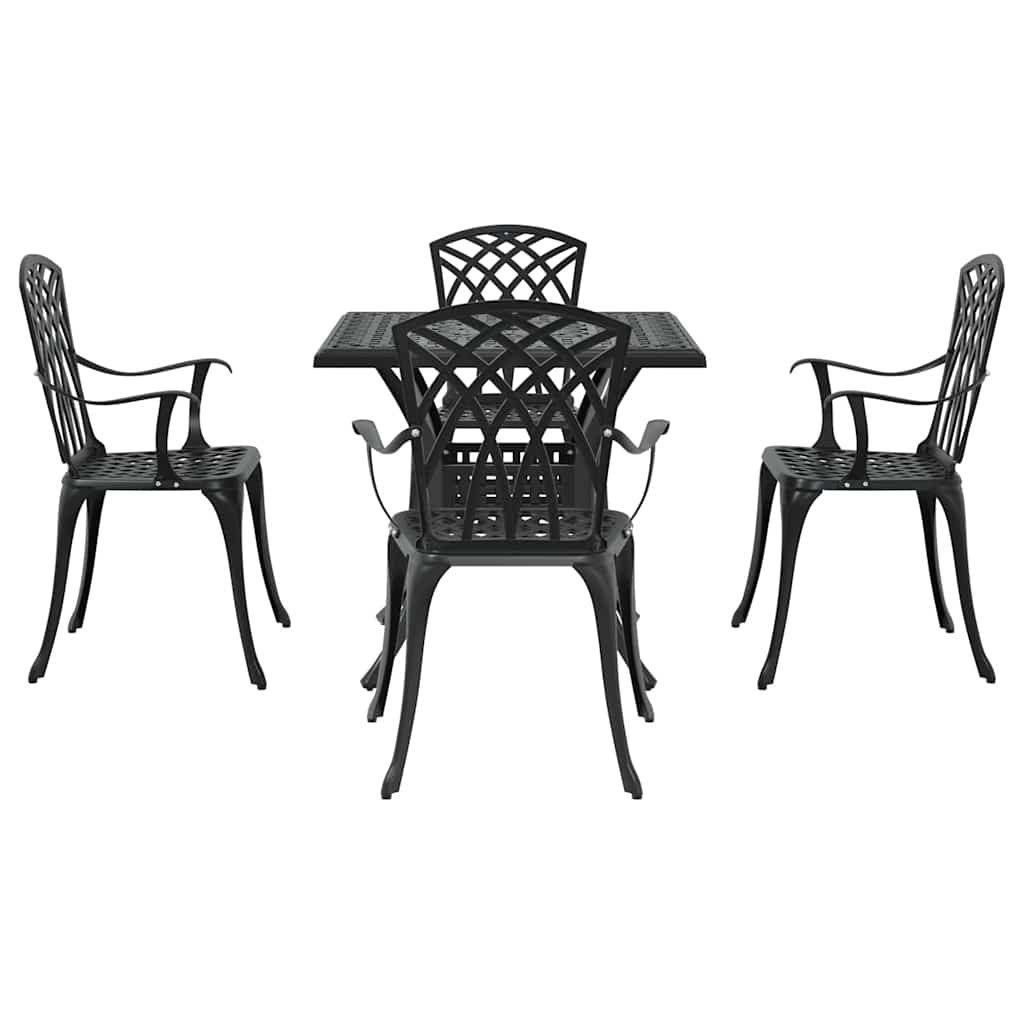 Gartentisch Set 5 pcs Schwarz Gussaluminium