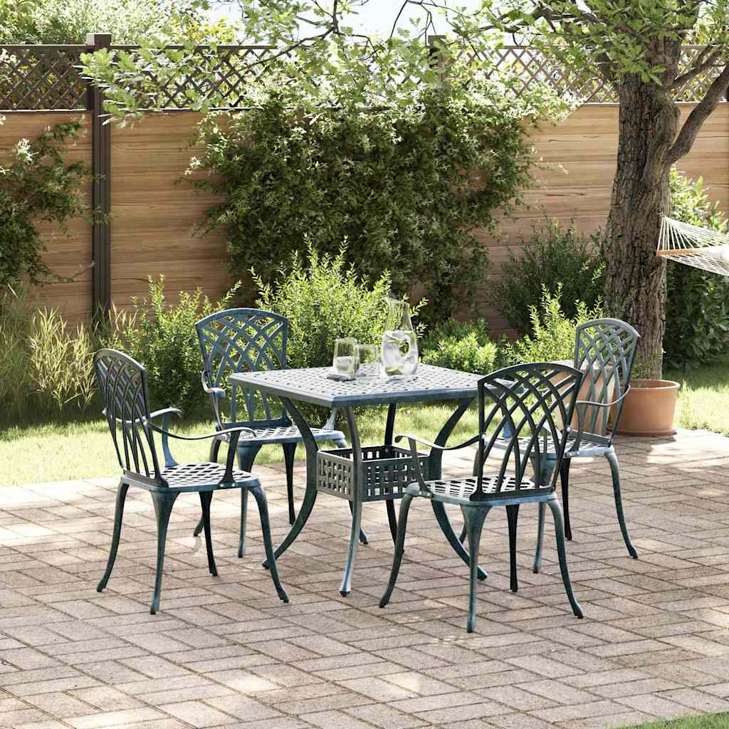 Gartentisch Set 5 pcs Grün Gussaluminium