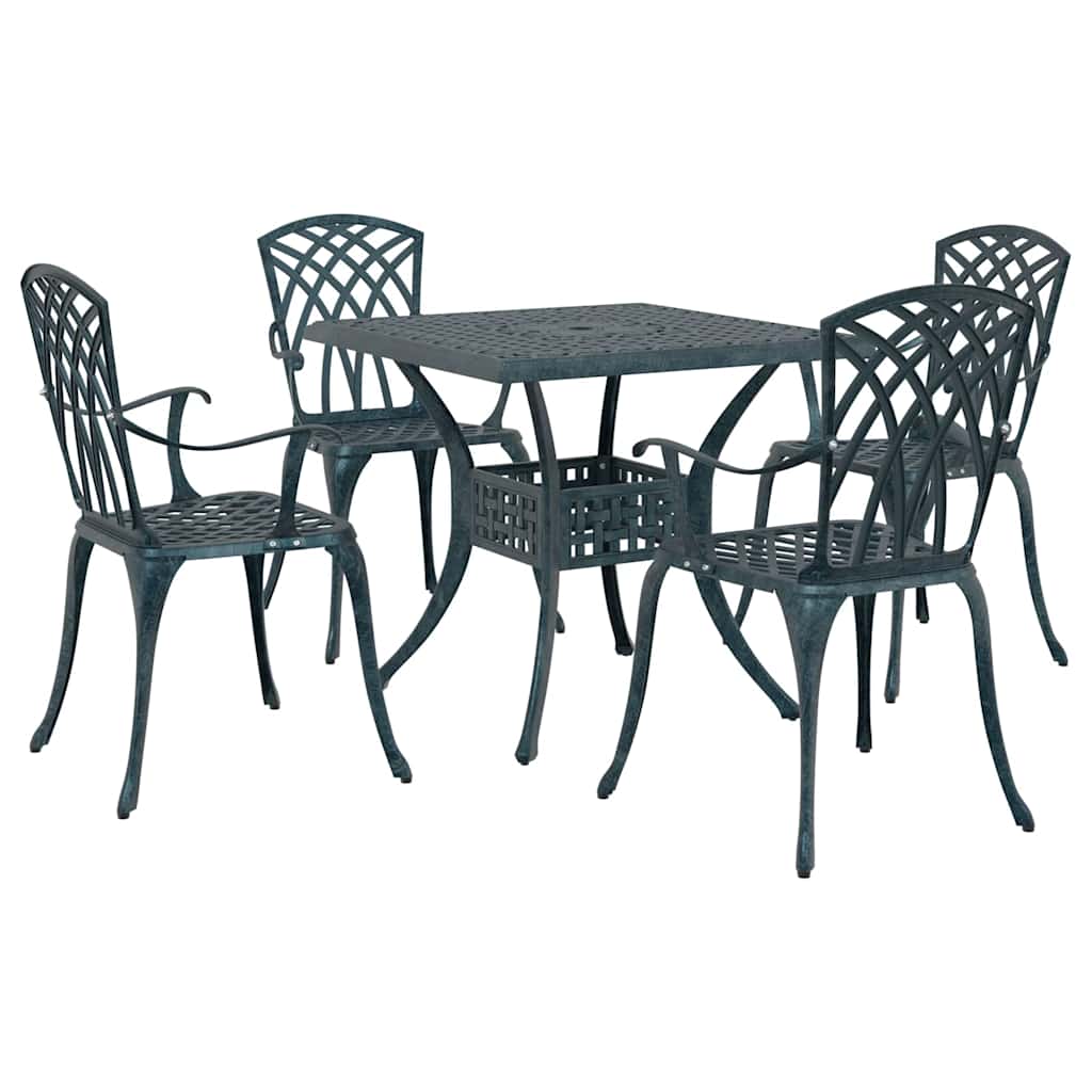 Gartentisch Set 5 pcs Grün Gussaluminium