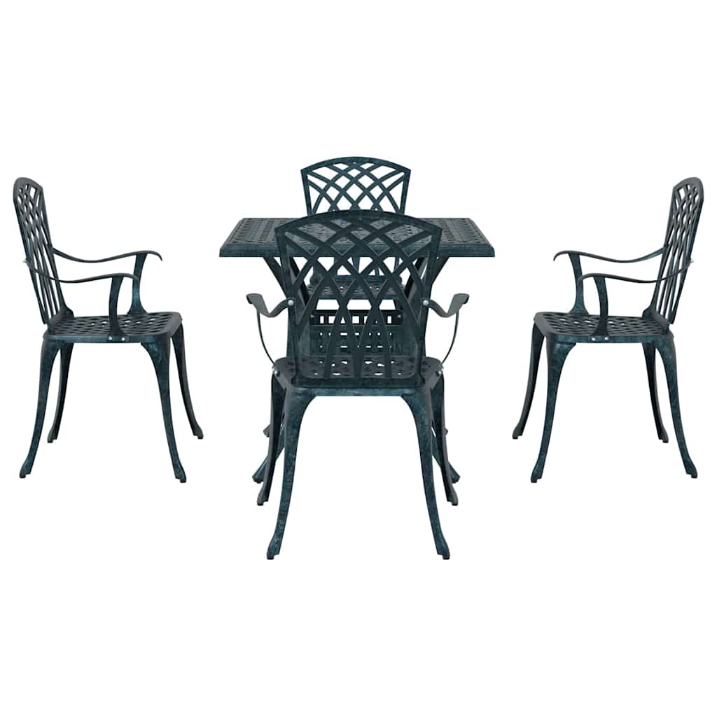Gartentisch Set 5 pcs Grün Gussaluminium