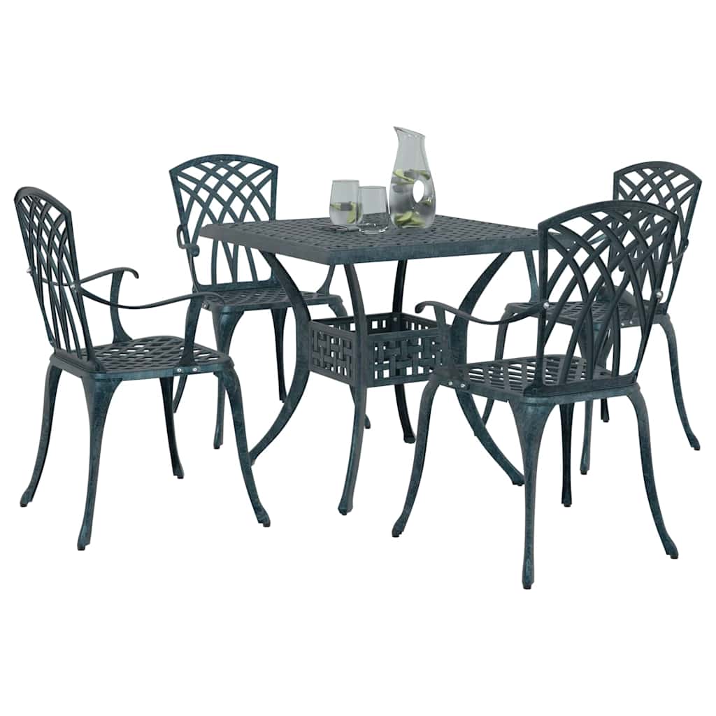 Gartentisch Set 5 pcs Grün Gussaluminium