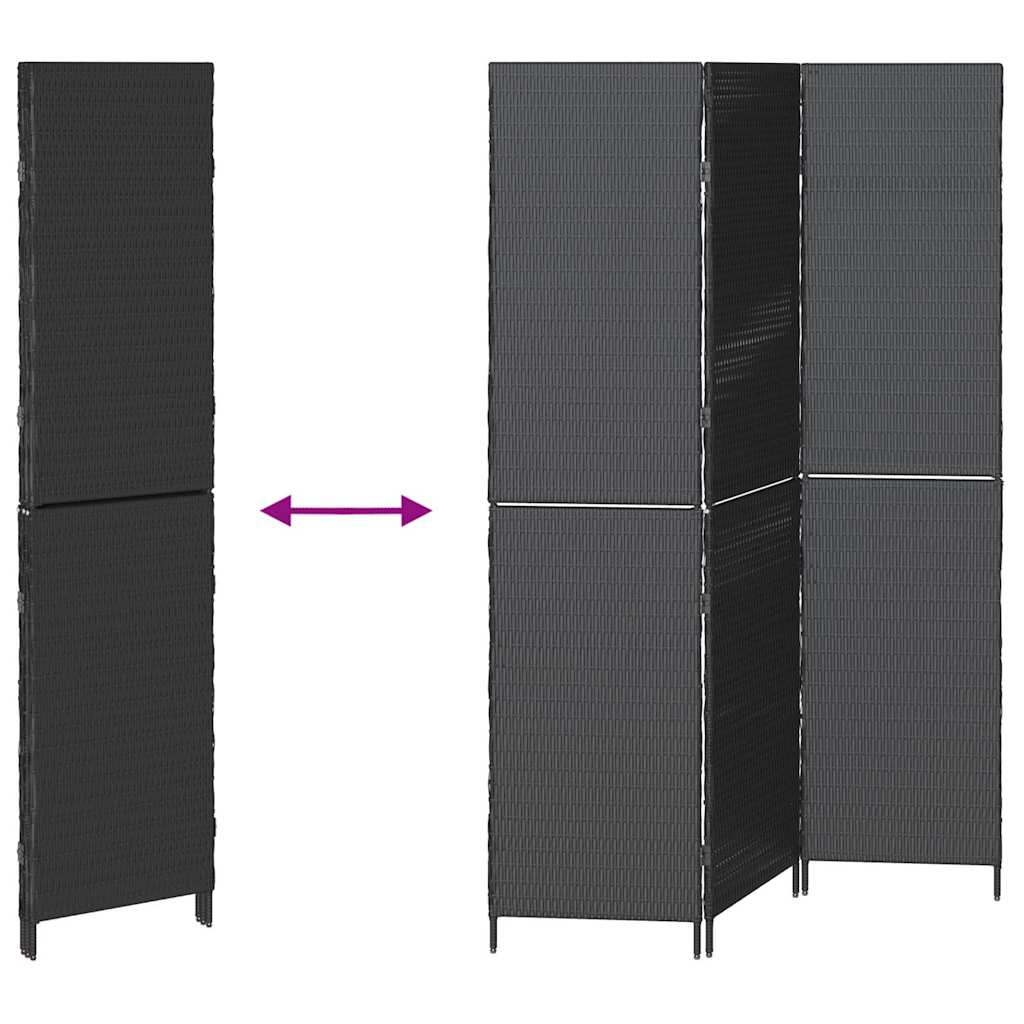 Raumteiler Schwarz 146 x 180 cm Poly-Rattan