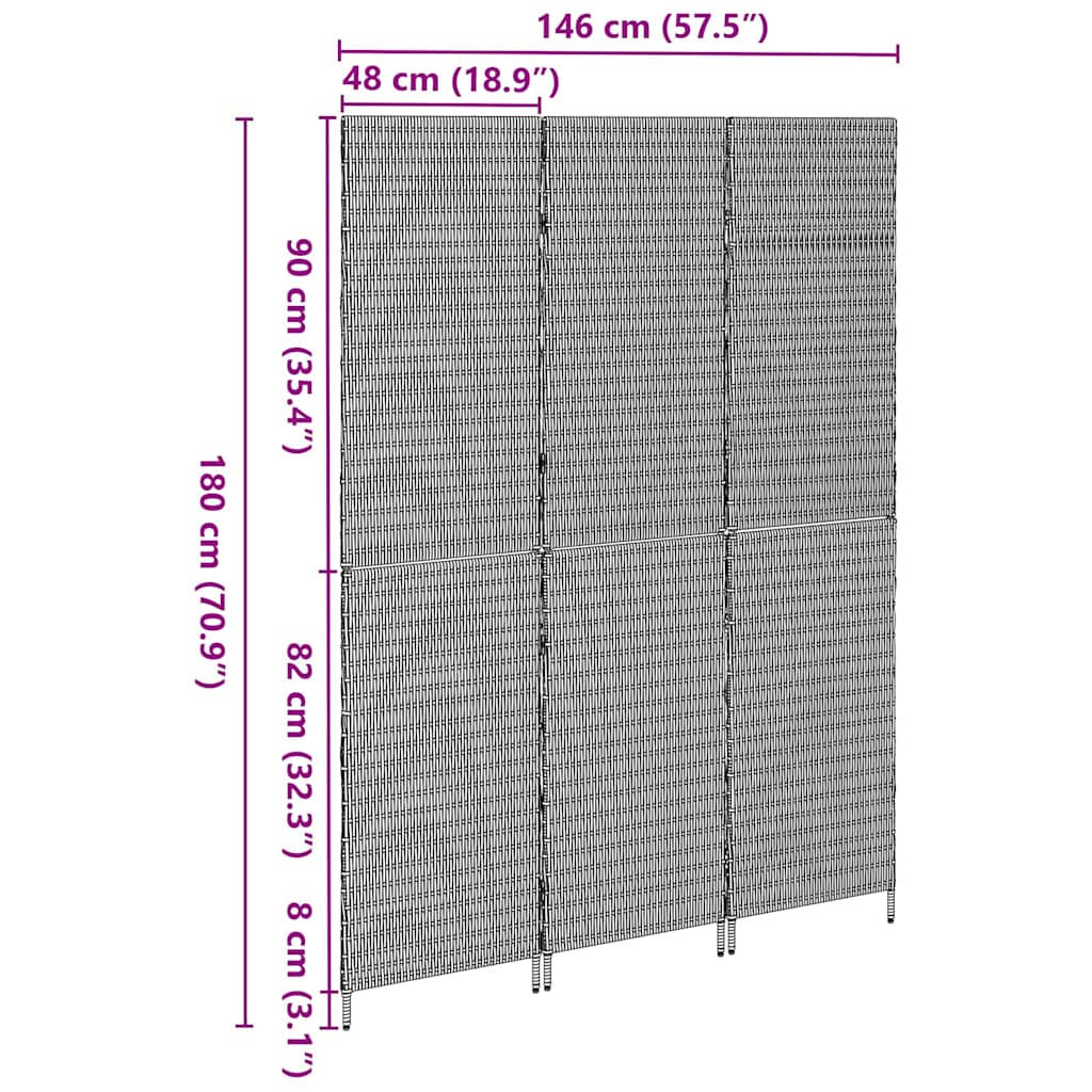 Raumteiler Braun 146 x 180 cm Poly-Rattan
