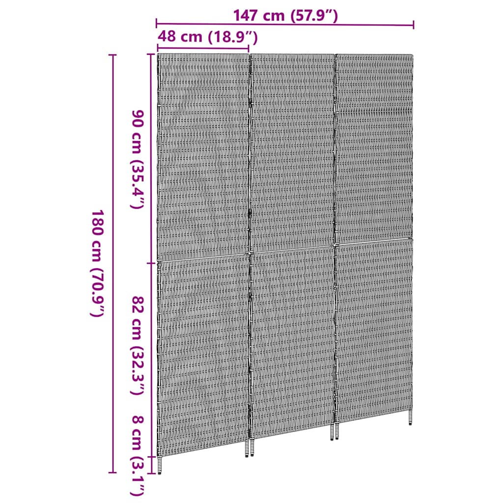 Raumteiler Beige 147 x 180 cm Poly-Rattan