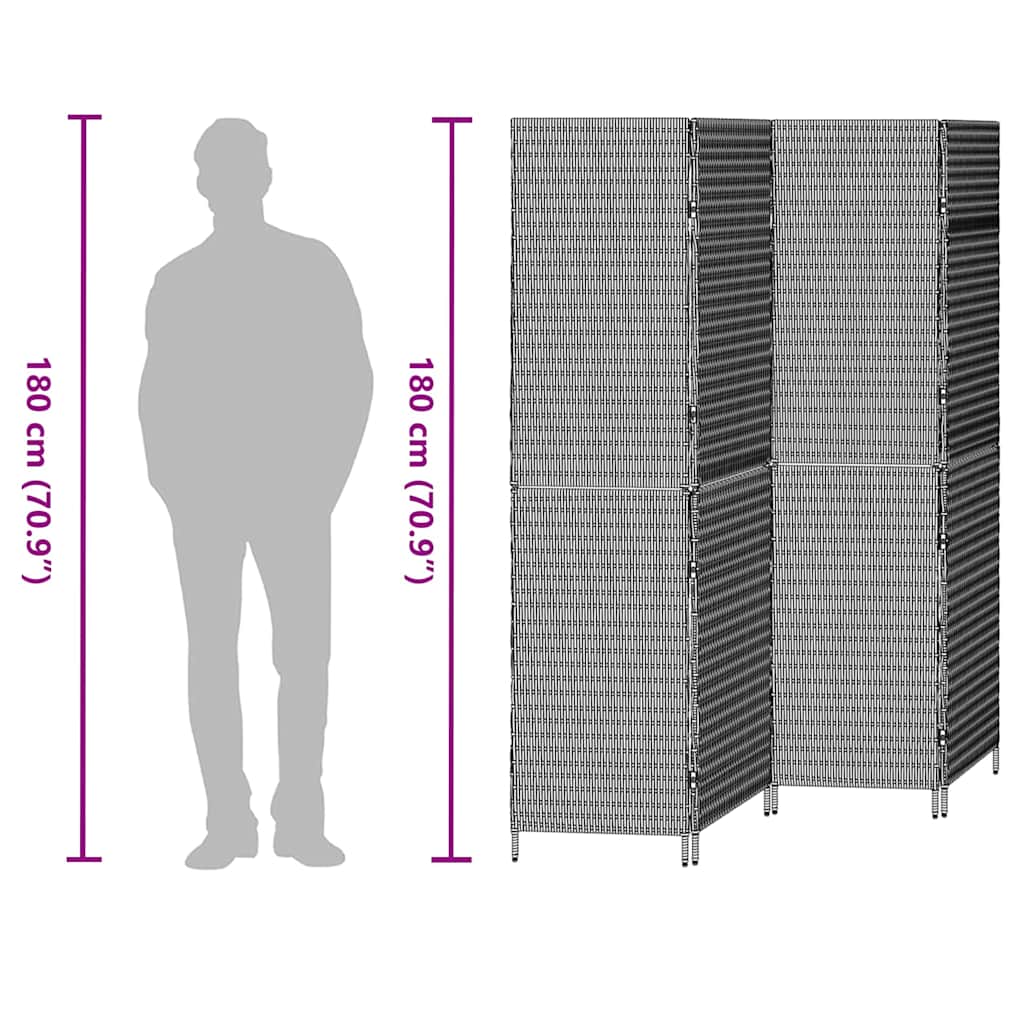 Raumteiler Braun 195 x 180 cm Poly-Rattan
