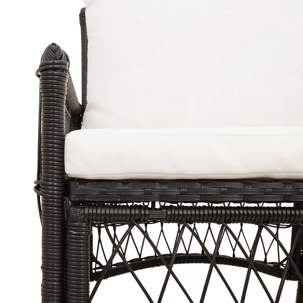 Gartenstuhl mit Kissen Schwarz 73 x 61 x 77 cm Poly-Rattan