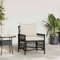 Gartenstuhl mit Kissen Schwarz 73 x 61 x 77 cm Poly-Rattan
