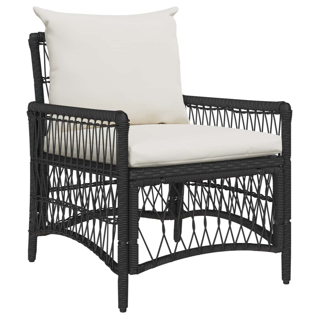 Gartenstuhl mit Kissen Schwarz 73 x 61 x 77 cm Poly-Rattan