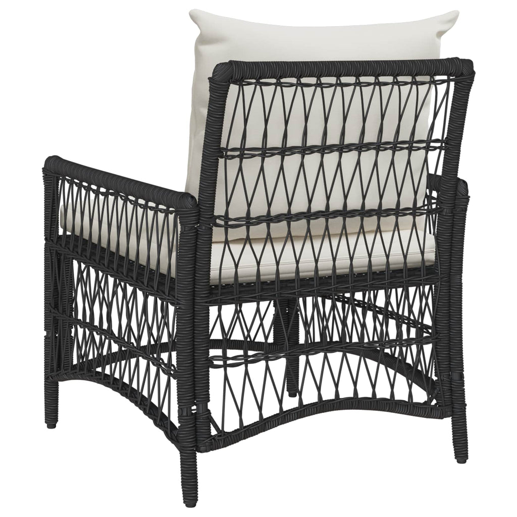 Gartenstuhl mit Kissen Schwarz 73 x 61 x 77 cm Poly-Rattan