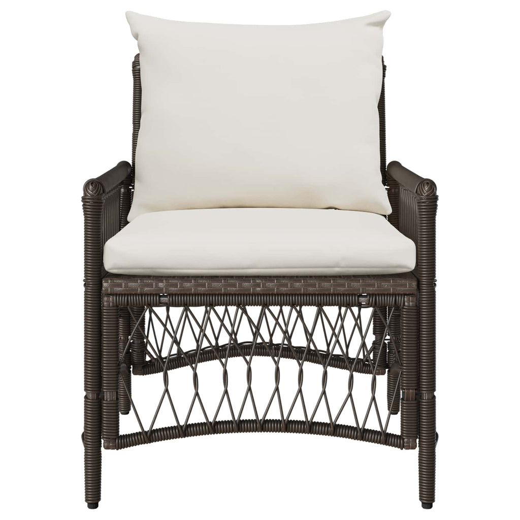 Gartenstuhl mit Kissen Braun 73 x 61 x 77 cm Poly-Rattan