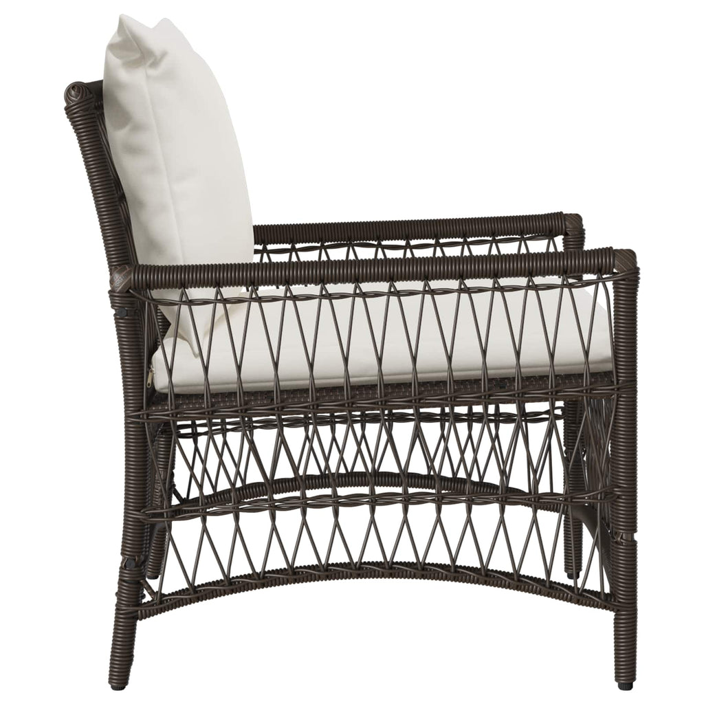 Gartenstuhl mit Kissen Braun 73 x 61 x 77 cm Poly-Rattan