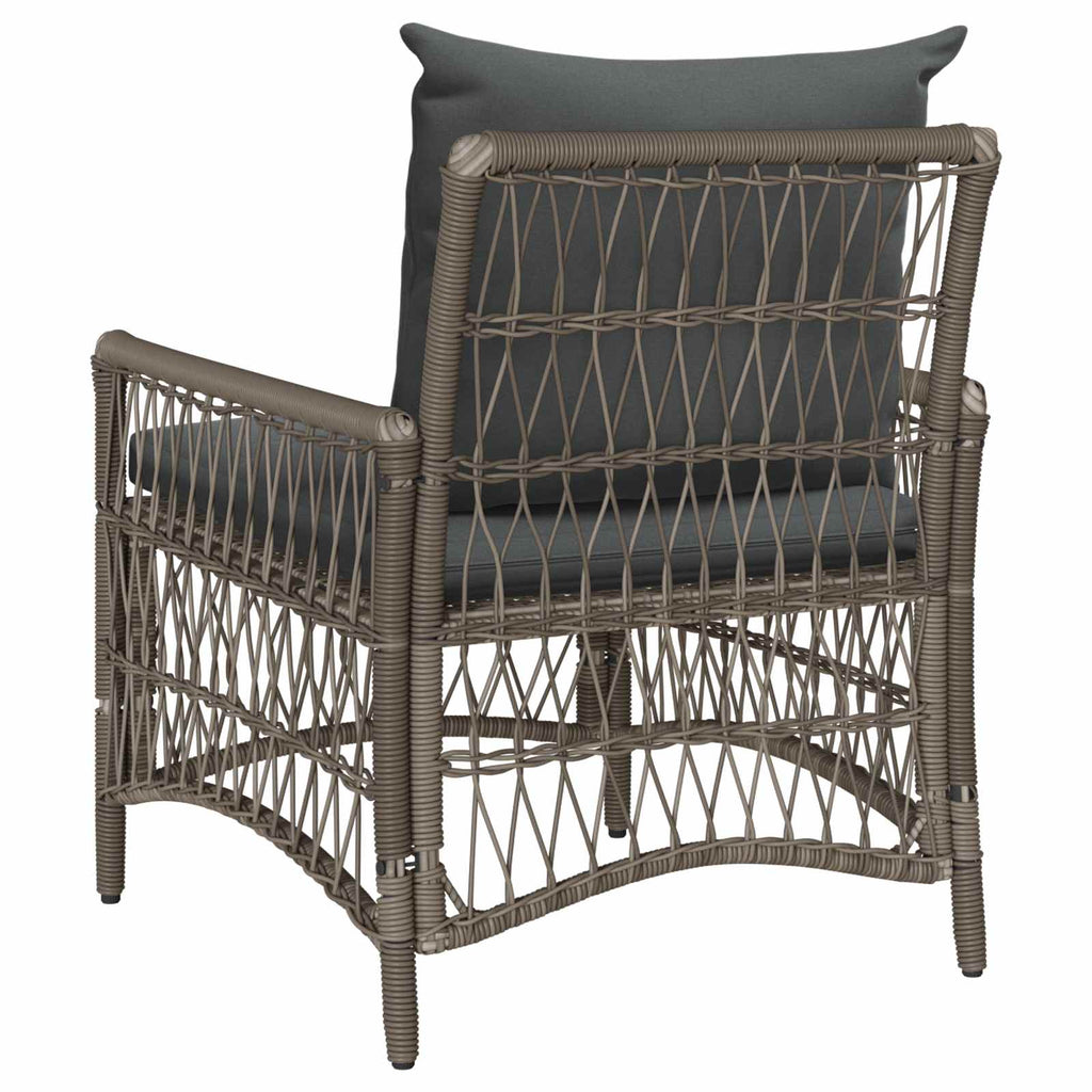 Gartenstuhl mit Kissen Grau 73 x 61 x 77 cm Poly-Rattan