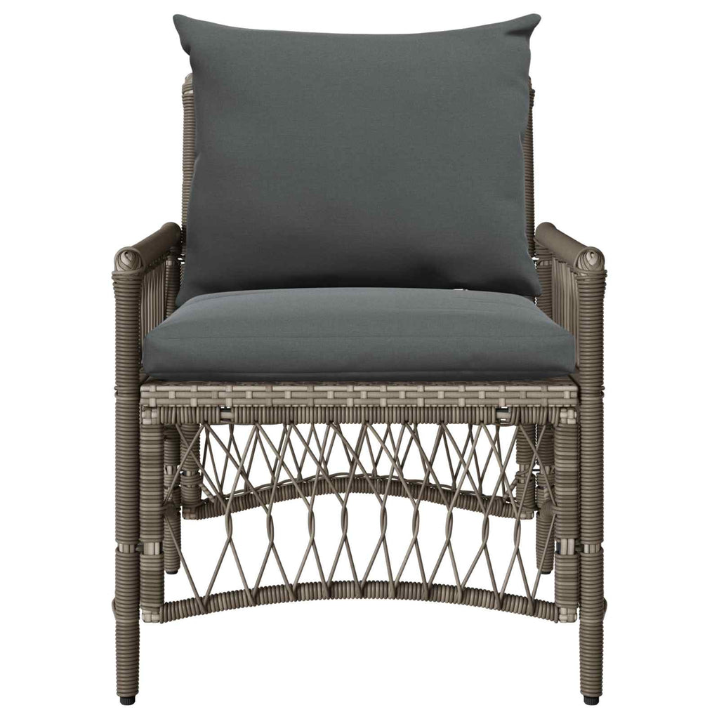 Gartenstuhl mit Kissen Grau 73 x 61 x 77 cm Poly-Rattan