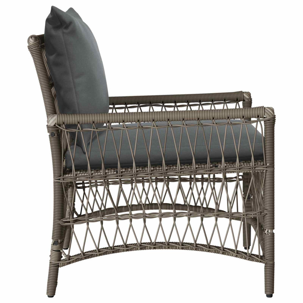 Gartenstuhl mit Kissen Grau 73 x 61 x 77 cm Poly-Rattan