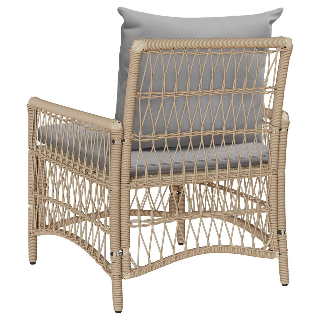 Gartenstuhl mit Kissen Beige 73 x 61 x 77 cm Poly-Rattan