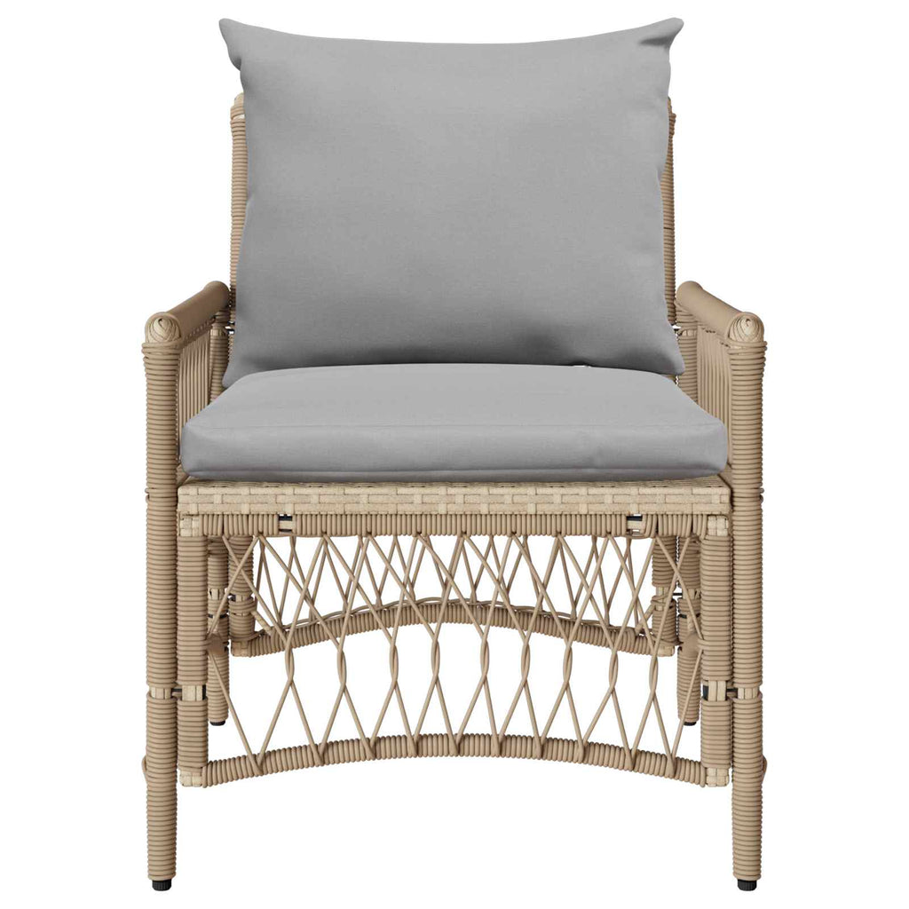 Gartenstuhl mit Kissen Beige 73 x 61 x 77 cm Poly-Rattan